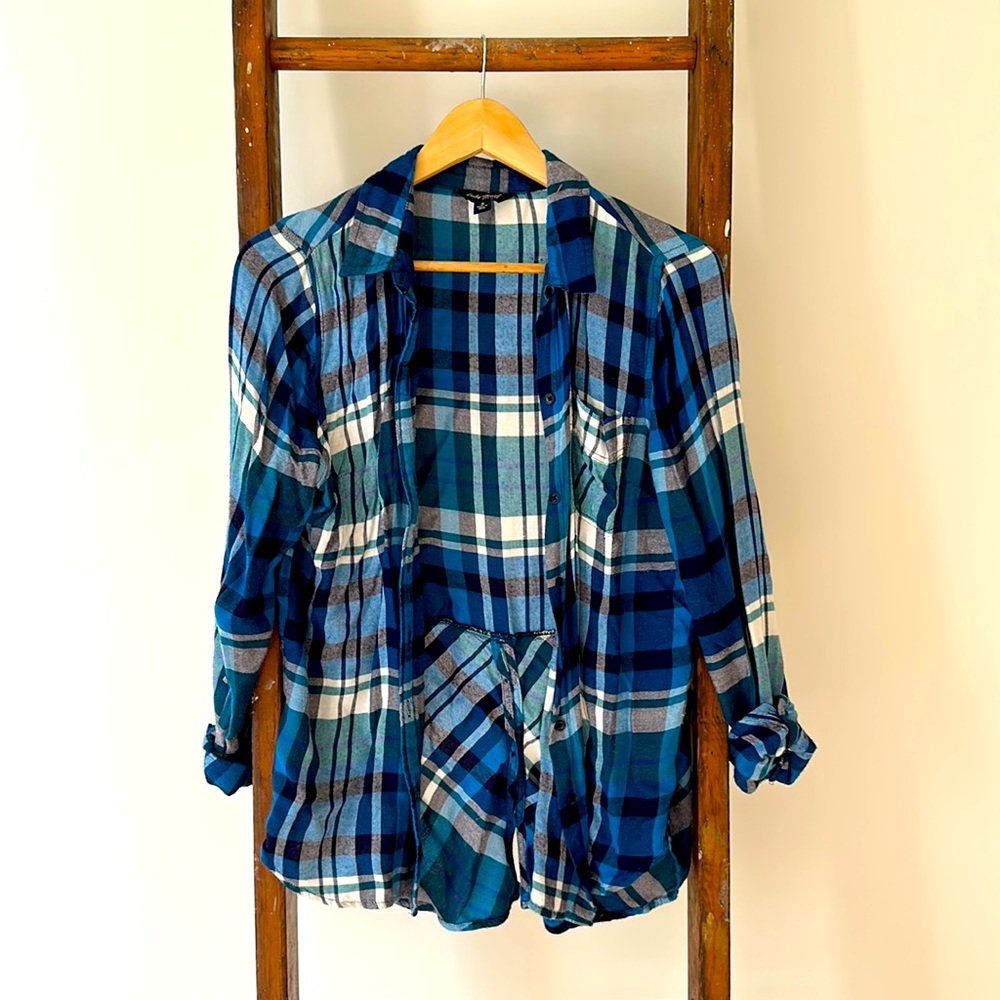 Lucky Brand High Low Hem Button Back Soft Flannel